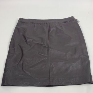 Jaclyn Smith Dark Brown Leather Skirt Size 14 Zip up New tags Lined Scalloped